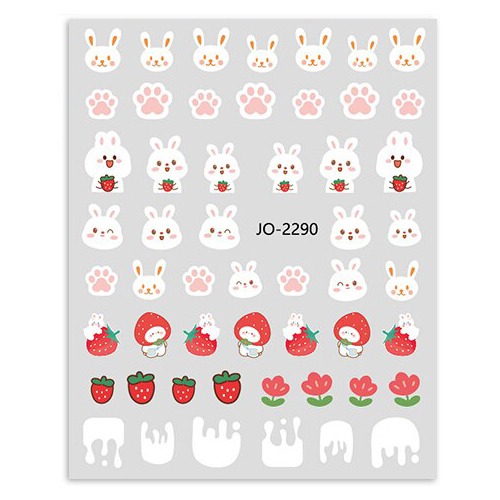 딸기 토끼 네일스티커 JO-2290