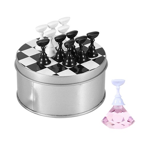 체스판 패턴 네일팁스탠드 세트