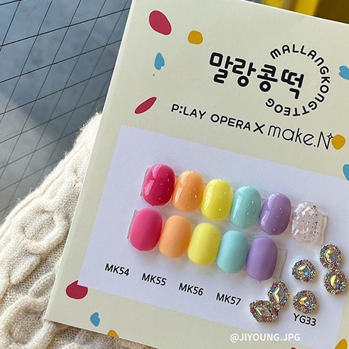 팝페라x메이크엔 말랑콩떡 컬러젤6종+브로치네일파츠